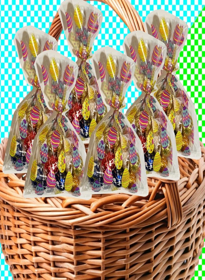BASHOUT 100 Easter Cellophane Treat Bags, Colorful Egg Pattern, Ties are Included, Clear Bags Perfect for Candy, Colorful Easter Baggies - Image 4